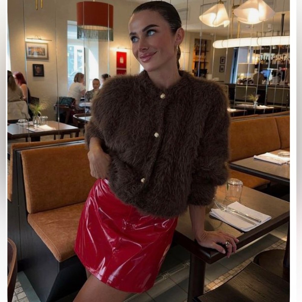 Shiny Red Mini Skirt - Picture 9 of 11
